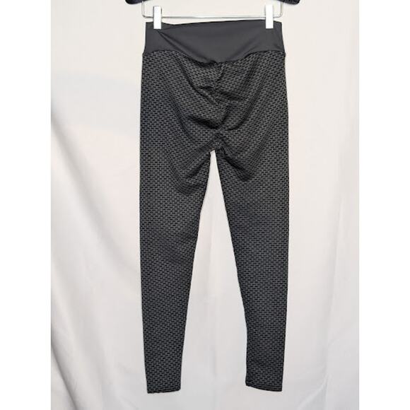 Womans Grey/Black Butt Lifting TikTok Honeycomb Workout Leggings Medium - Picture 5 of 8